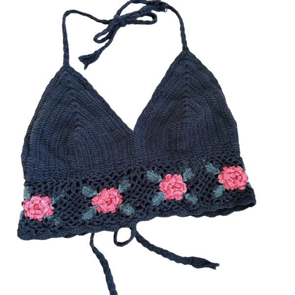 Urban Outfitters Ecote Black Crochet Halter Large